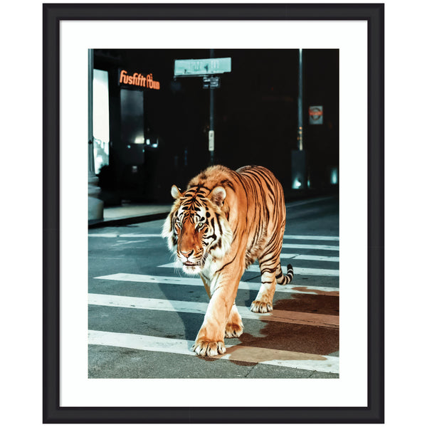 Kate & Laurel Framed Art Tiger In The City At Night 2 By Michael Schauer