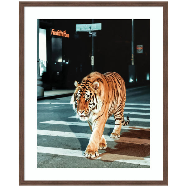 kate & laurel Framed Art Tiger in the City at Night 2 by Michael Schauer
