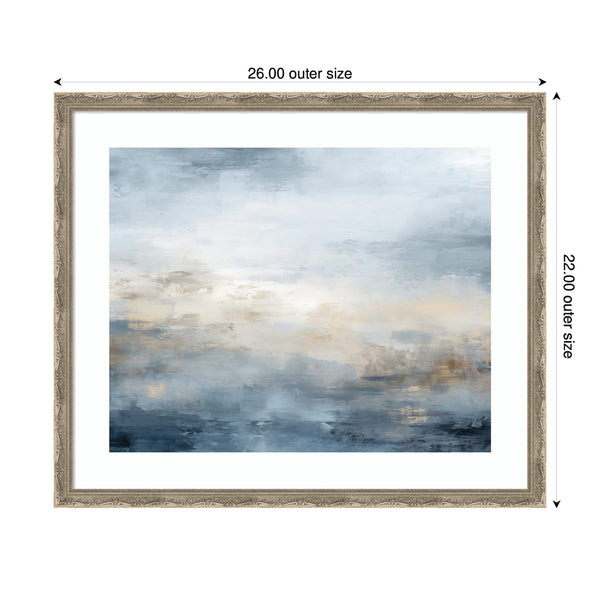 Kate & Laurel Framed Art Tonal Abstract Oceanic Nautical Serenity Blue Horizontal By The Creative Bunch Studio