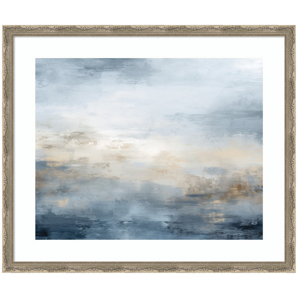 Kate & Laurel Framed Art Tonal Abstract Oceanic Nautical Serenity Blue Horizontal By The Creative Bunch Studio