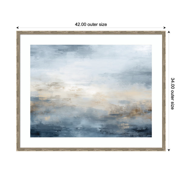 Kate & Laurel Framed Art Tonal Abstract Oceanic Nautical Serenity Blue Horizontal By The Creative Bunch Studio