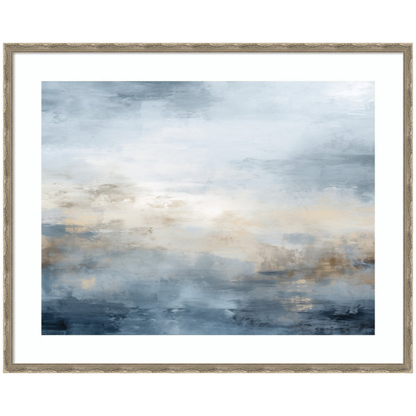 kate & laurel Framed Art Tonal Abstract Oceanic Nautical Serenity Blue Horizontal by The Creative Bunch Studio