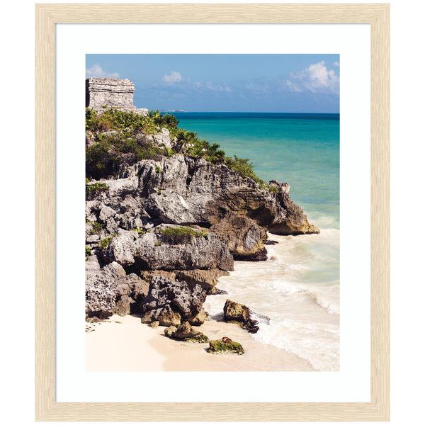 Kate & Laurel Framed Art Tulum Ruins Mexico Seascape By Stephanie Klatt