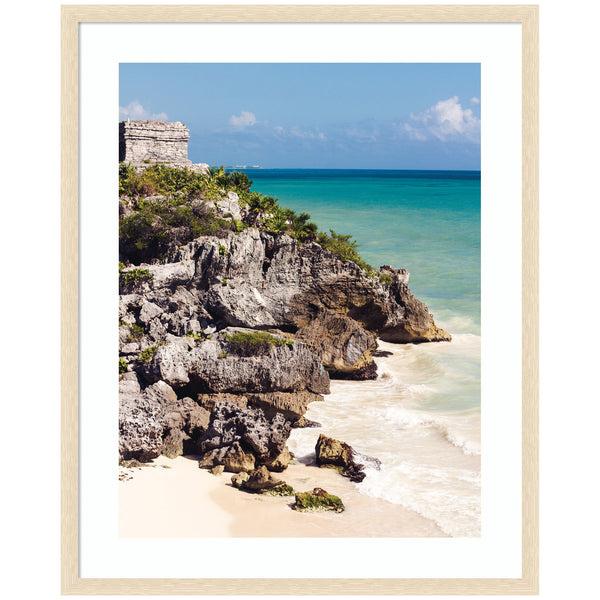 kate & laurel Framed Art Tulum Ruins Mexico Seascape by Stephanie Klatt