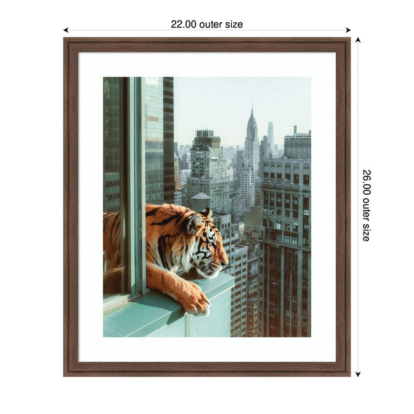 Kate & Laurel Framed Art Urban Tiger Overlooking Manhattan By Michael Schauer