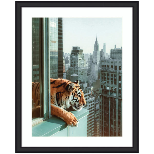 kate & laurel Framed Art Urban Tiger Overlooking Manhattan by Michael Schauer