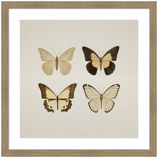 kate & laurel Framed Art Vintage Style Butterflies in Neutral Tones by The Creative Bunch Studio