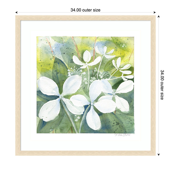 Kate & Laurel Framed Art White Phantom Hydrangea In Greens By Patricia Shaw
