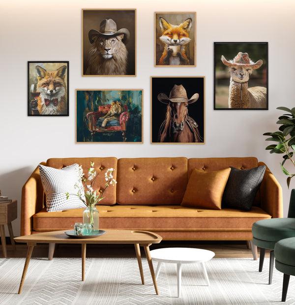 Kate & Laurel Gallery Boho Llama Alpaca Wearing A Western Cowgirl Hat Print By The Creative Bunch Studio