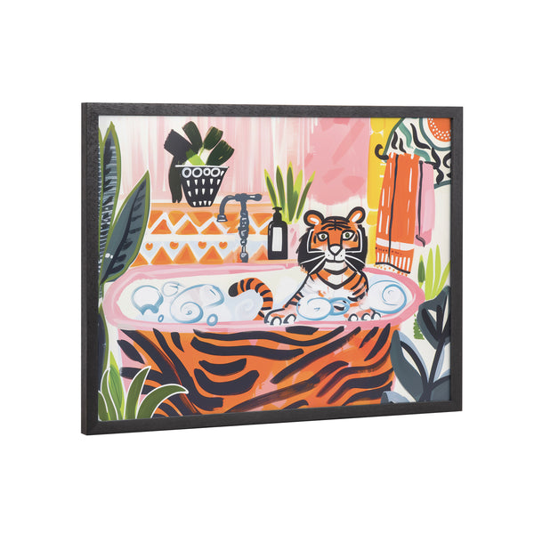Kate & Laurel Gallery Bold Maximalist Tiger In Bubble Bath Print By The Creative Bunch Studio