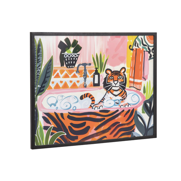 kate & laurel Gallery Bold Maximalist Tiger in Bubble Bath Print by The Creative Bunch Studio