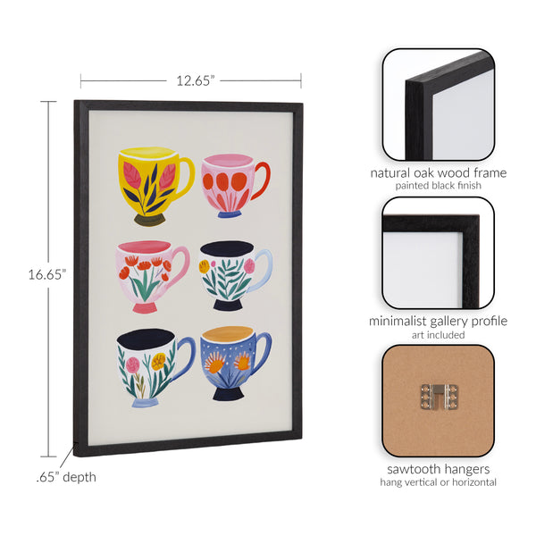 Kate & Laurel Gallery Botanical Coffee Shop Tea Cups Print By The Creative Bunch Studio