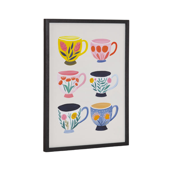 kate & laurel Gallery Botanical Coffee Shop Tea Cups Print by The Creative Bunch Studio