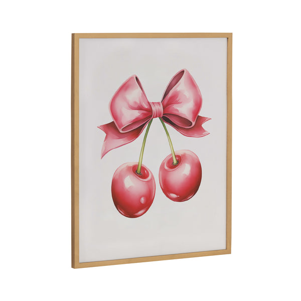kate & laurel Gallery Coquette Preppy Retro Girly Red Pink Bow Cherries Print by The Creative Bunch Studio