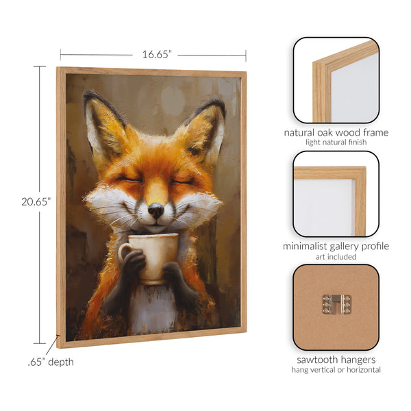 Kate & Laurel Gallery Happy Fox Traditional Coffee Tea Cup Print By The Creative Bunch Studio