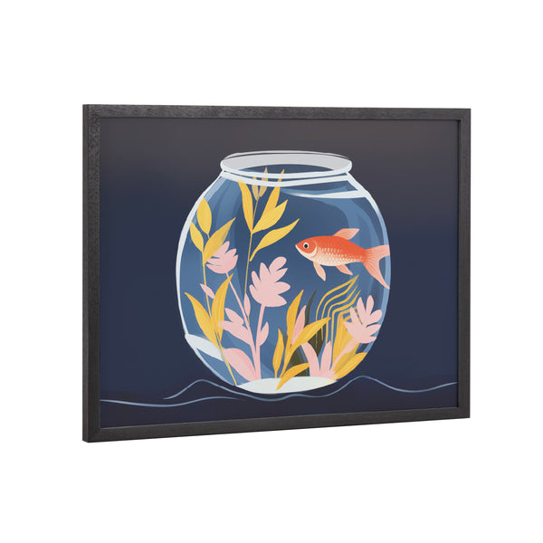kate & laurel Gallery Pet Goldfish Cute Botanicals Fish Tank Print by The Creative Bunch Studio