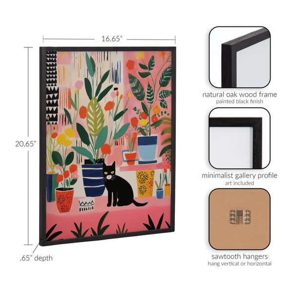 Kate & Laurel Gallery Whimsical Houseplants And A Black Kitty Cat Print By The Creative Bunch Studio