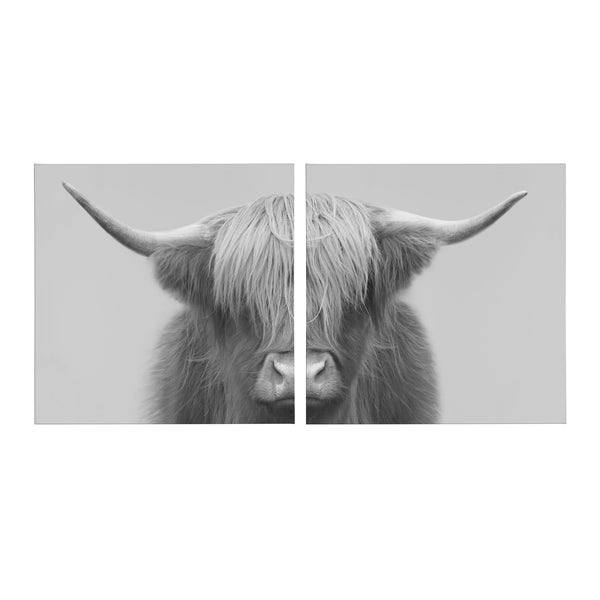 Kate & Laurel Hey Dude Highland Cow Gray Canvas By The Creative Bunch Studio