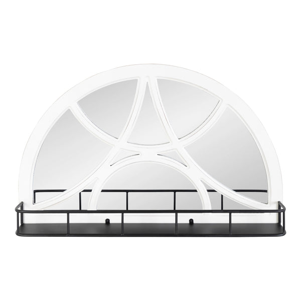 Kate & Laurel Hollowday Wood Framed Arched Wall Mirror With Shelf