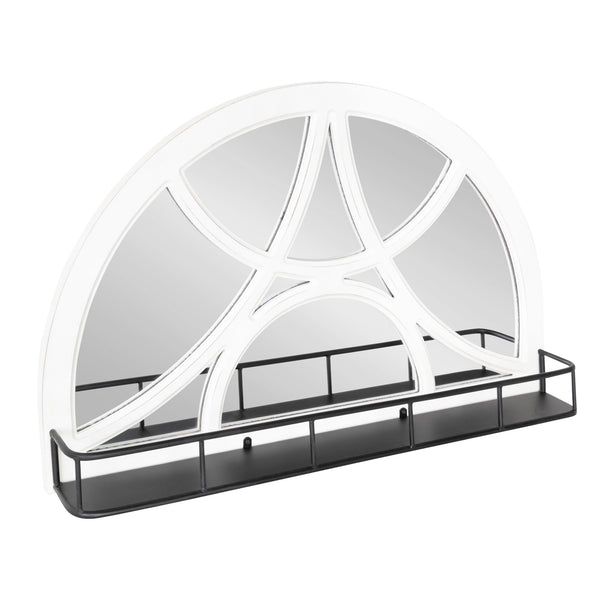 kate & laurel Hollowday Wood Framed Arched Wall Mirror with Shelf