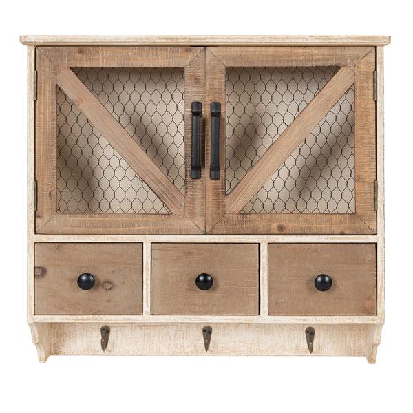 Kate & Laurel Hutchins Decorative Three Drawer Wood Wall Cabinet