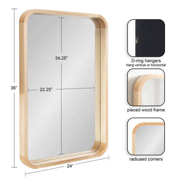 Kate & Laurel Hutton Wood Framed Radius Rectangle Mirror