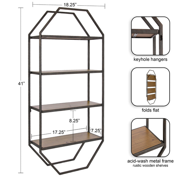 Kate & Laurel Adela Octagon Wood And Metal Shelf