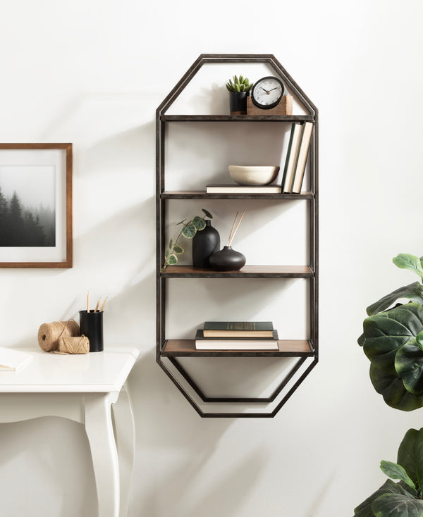 Kate & Laurel Adela Octagon Wood And Metal Shelf