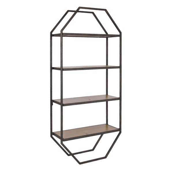 kate & laurel Adela Octagon Wood and Metal Shelf