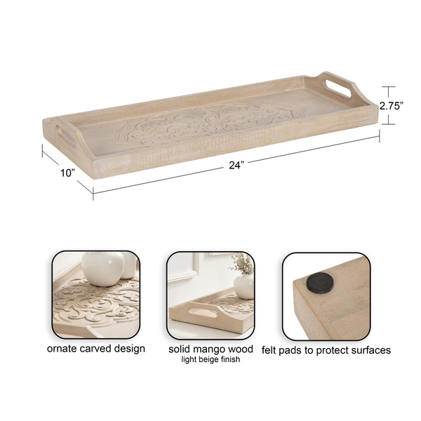 Kate & Laurel Adhira Carved Decorative Tray