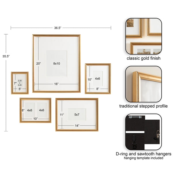 Kate & Laurel Adlynn 5 Piece Wall Picture Frame Set