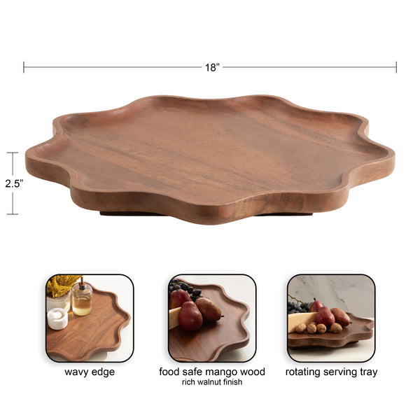 Kate & Laurel Alezar Wood Lazy Susan Tray