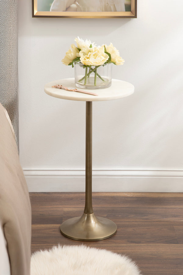 Kate & Laurel Baronet Round Marble And Metal Table