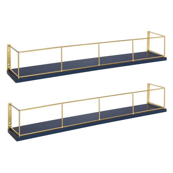 Kate & Laurel Benbrook Wood And Metal Wall Shelf Set