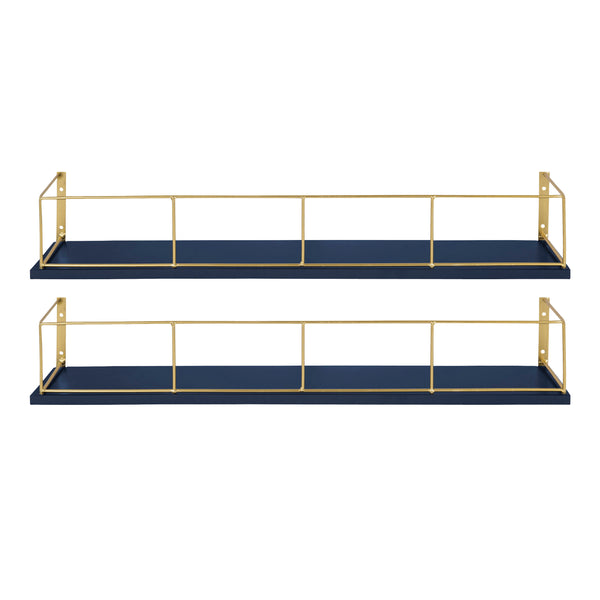 Kate & Laurel Benbrook Wood And Metal Wall Shelf Set