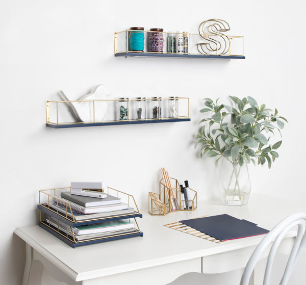 Kate & Laurel Benbrook Wood And Metal Wall Shelf Set