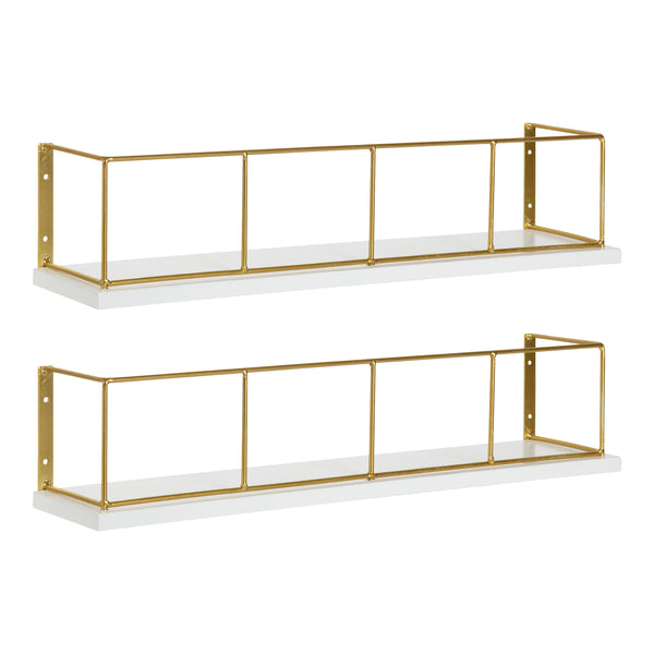 kate & laurel Benbrook Wood and Metal Wall Shelf Set