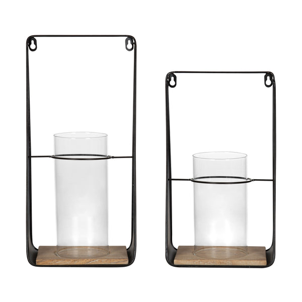 Kate & Laurel Blackwell Metal And Wood Sconce Set