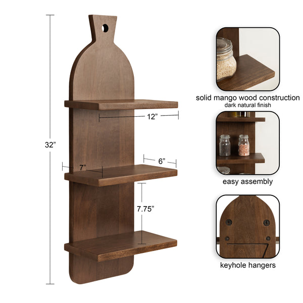 Kate & Laurel Braxton 3-Tier Wood Shelf