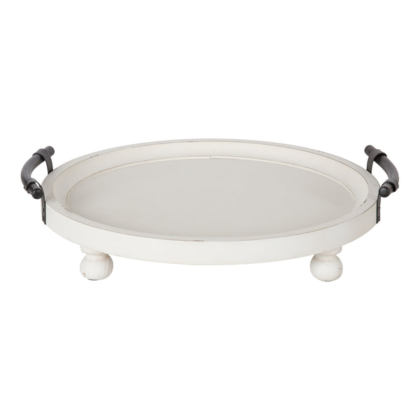 Kate & Laurel Bruillet Round Wooden Footed Tray