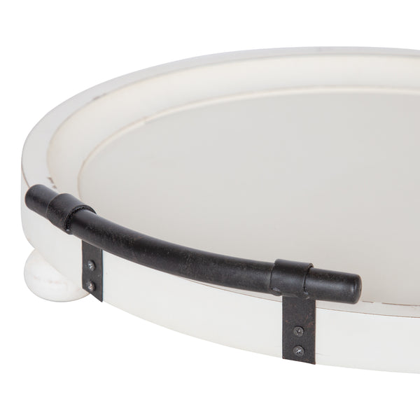 Kate & Laurel Bruillet Round Wooden Footed Tray