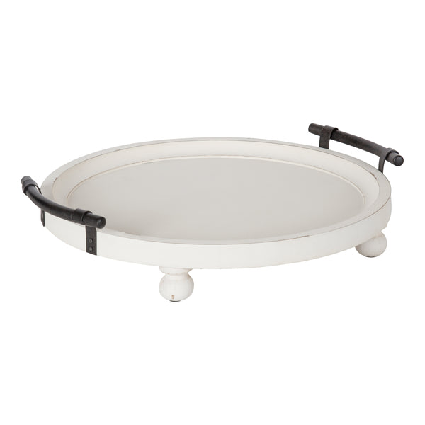 kate & laurel Bruillet Round Wooden Footed Tray