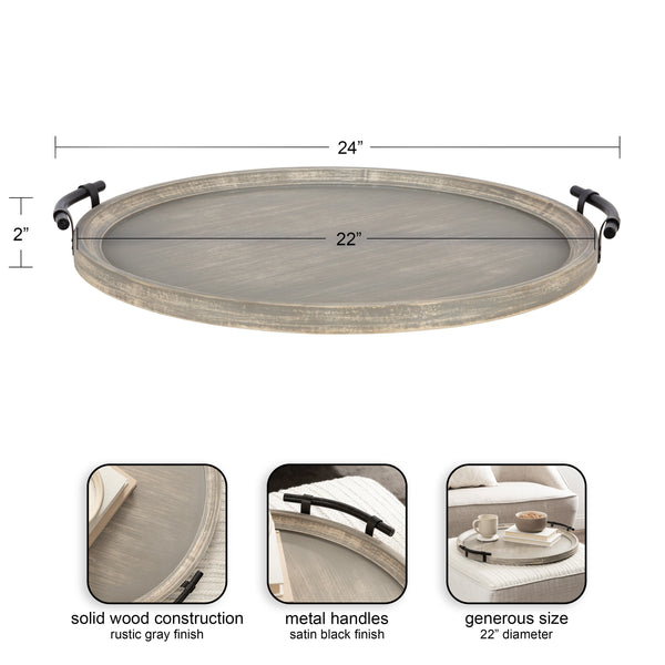 Kate & Laurel Bruillet Wood Ottoman Tray