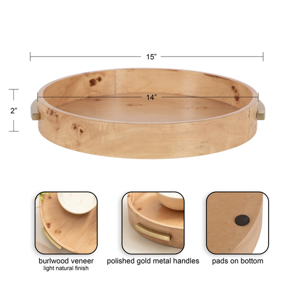 Kate & Laurel Burlock Round Tray With Handles