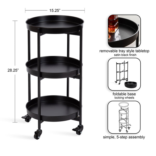 Kate & Laurel Celia Round Metal Bar Cart