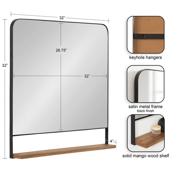 Kate & Laurel Chadwin Square Wall Mirror With Shelf