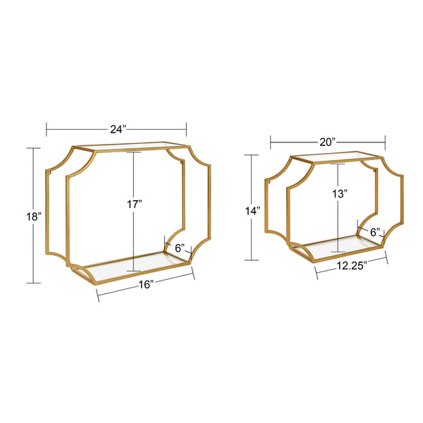 Kate & Laurel Ciel Modern Glam Metal Wall Shelf Set