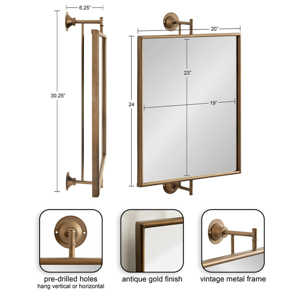Kate & Laurel Darbridge Rectangle Pivot Mirror