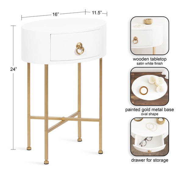 Kate & Laurel Decklyn Glam Oval Side Table