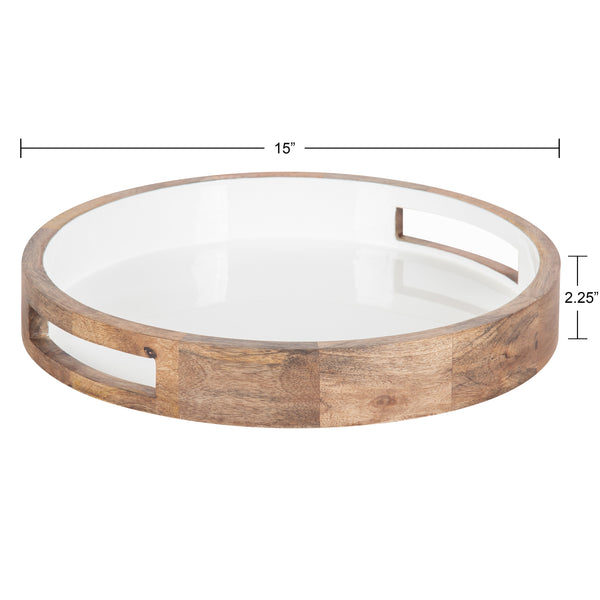 Kate & Laurel Ehrens Round Decorative Wood Tray